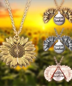 Alternative view of You Are My Sunshine Sunflower Pendant Necklace