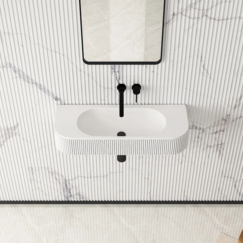 Luxe Wall-Hung Stone Resin Bathroom Basin - Image 5